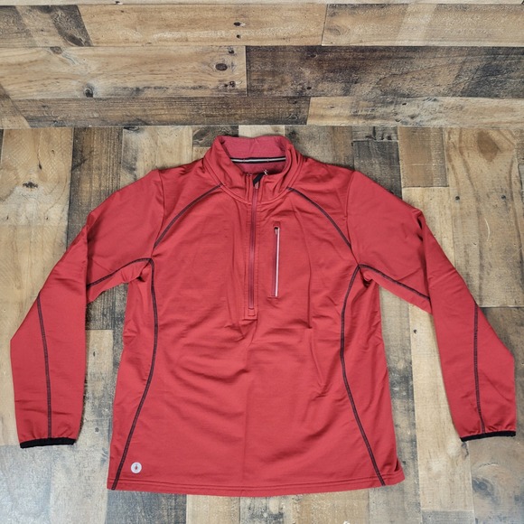 Smartwool Active 1/4 Zip Pullover Performance Women Large Red Merino Wool Blend - Picture 1 of 15
